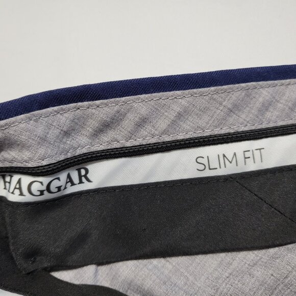 Haggar Mens Dress Pants 30 X 30 Slim Fit Premium Stretch Straight Leg Navy Blue - Picture 3 of 14